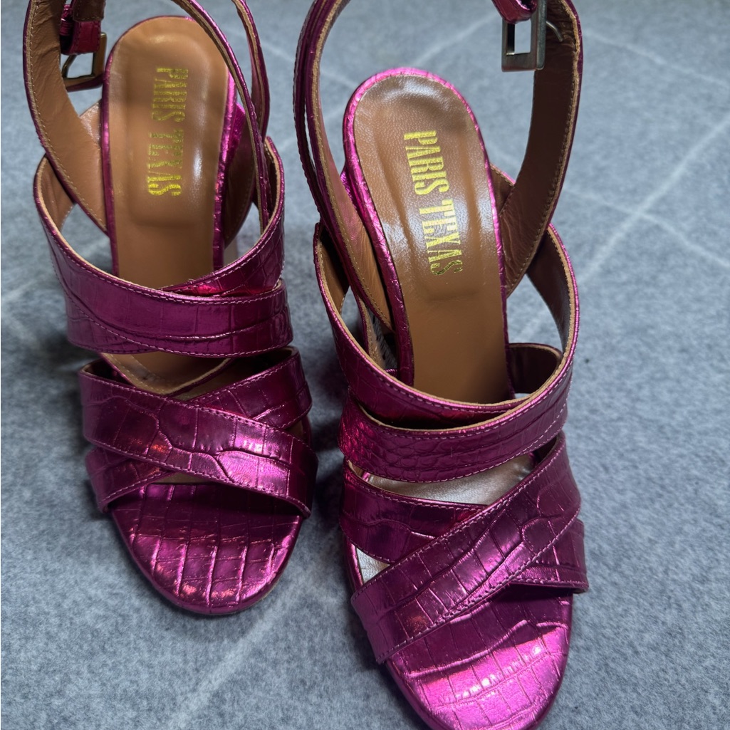 Paris Texas Hot Pink, Metallic Leather Sandal